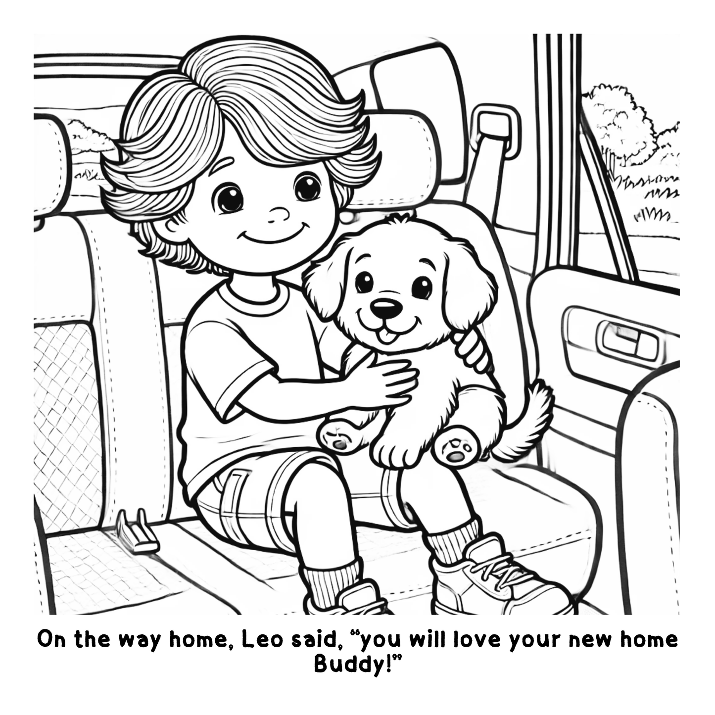 Leo and his First Puppy: Fun Coloring Story Book