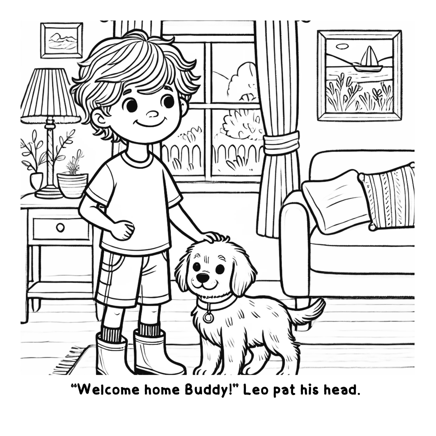 Leo and his First Puppy: Fun Coloring Story Book