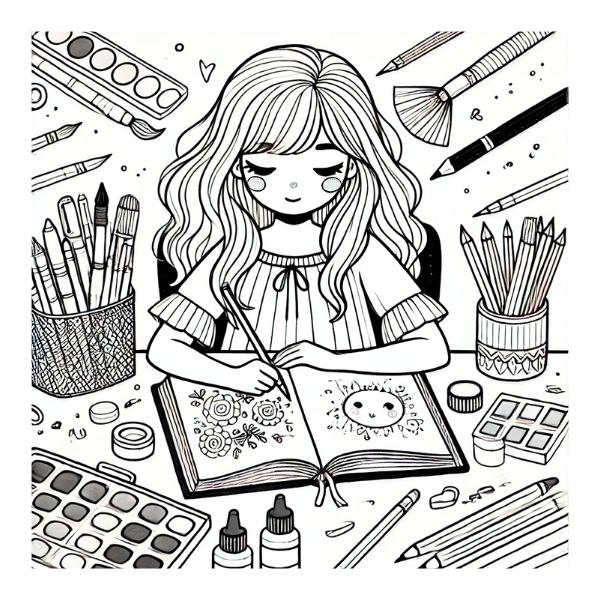 Her Happy World: A Girl's Life in Scenes, A Fun and Creative Coloring Book