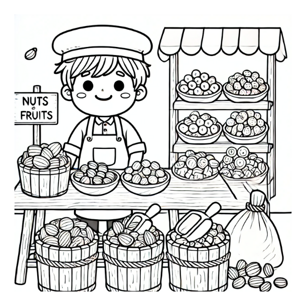 Fresh Finds and Stalls: A Market Day Coloring Book