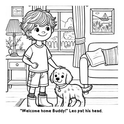 Leo and his First Puppy: Fun Coloring Story Book