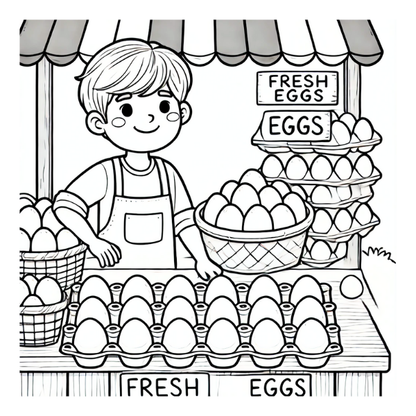 Fresh Finds and Stalls: A Market Day Coloring Book