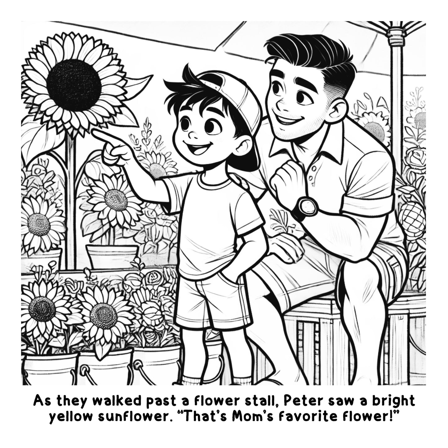 Saturdays Market Adventure of Peter: A Fun Coloring Story Book