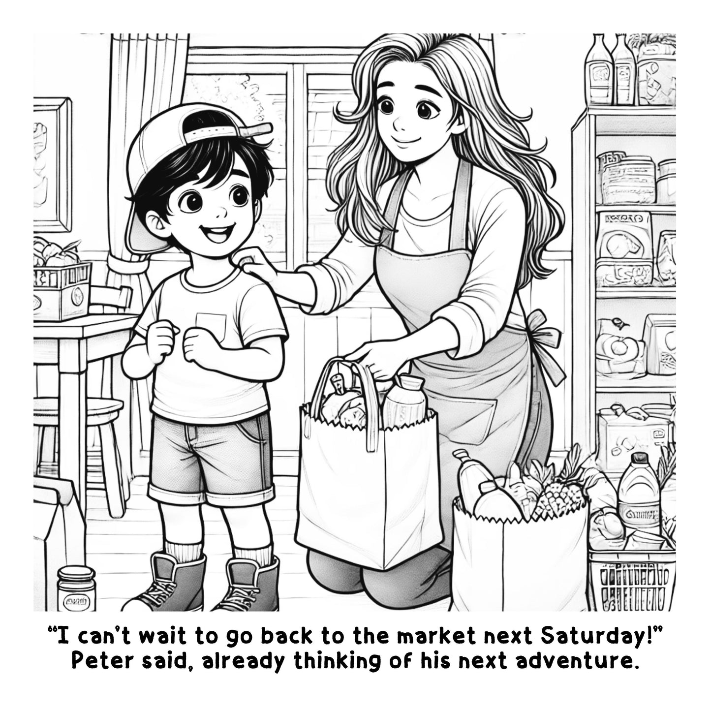 Saturdays Market Adventure of Peter: A Fun Coloring Story Book