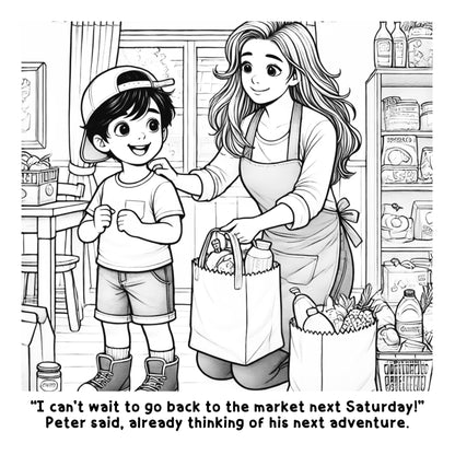 Saturdays Market Adventure of Peter: A Fun Coloring Story Book