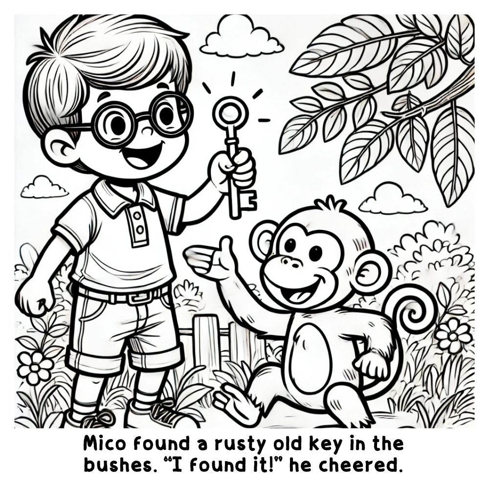 Mico and the Magic Library: A Cute and Fun Coloring Book for Kids