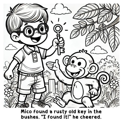 Mico and the Magic Library: A Cute and Fun Coloring Book for Kids