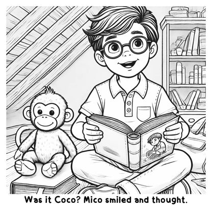 Mico and the Magic Library: A Cute and Fun Coloring Book for Kids